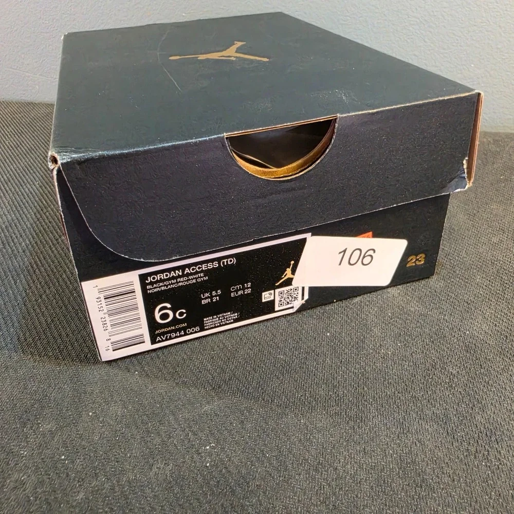 New Jordan Access (TD) Mid Top Toddler Sneaker Black/Red/White US 9C AV7944 006